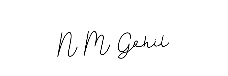 This is the best signature style for the N M Gohil name. Also you like these signature font (BallpointsItalic-DORy9). Mix name signature. N M Gohil signature style 11 images and pictures png