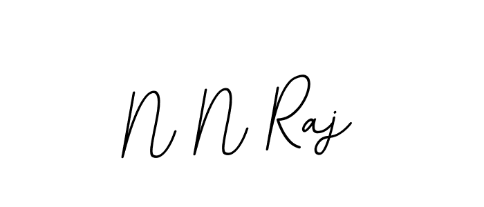 How to make N N Raj name signature. Use BallpointsItalic-DORy9 style for creating short signs online. This is the latest handwritten sign. N N Raj signature style 11 images and pictures png