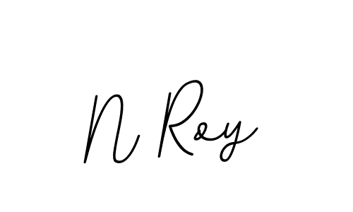 How to make N Roy name signature. Use BallpointsItalic-DORy9 style for creating short signs online. This is the latest handwritten sign. N Roy signature style 11 images and pictures png