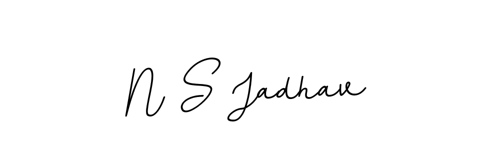 How to make N S Jadhav name signature. Use BallpointsItalic-DORy9 style for creating short signs online. This is the latest handwritten sign. N S Jadhav signature style 11 images and pictures png