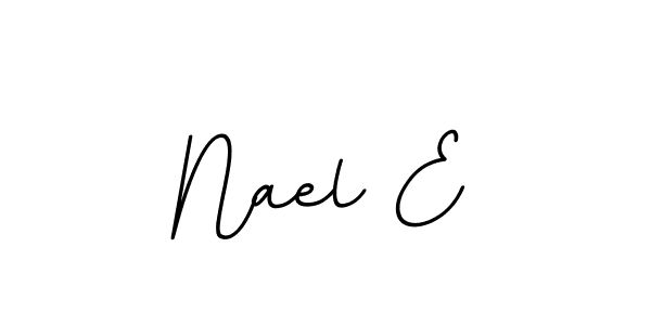 The best way (BallpointsItalic-DORy9) to make a short signature is to pick only two or three words in your name. The name Nael E include a total of six letters. For converting this name. Nael E signature style 11 images and pictures png