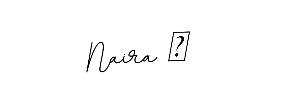 Design your own signature with our free online signature maker. With this signature software, you can create a handwritten (BallpointsItalic-DORy9) signature for name Naira ♡. Naira ♡ signature style 11 images and pictures png