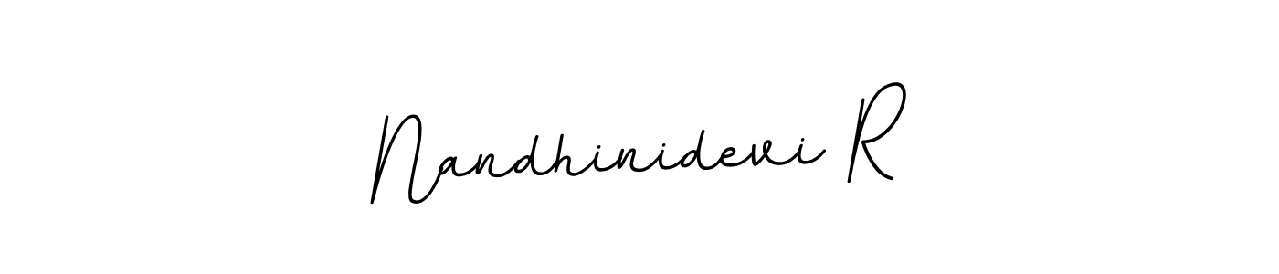 How to make Nandhinidevi R name signature. Use BallpointsItalic-DORy9 style for creating short signs online. This is the latest handwritten sign. Nandhinidevi R signature style 11 images and pictures png