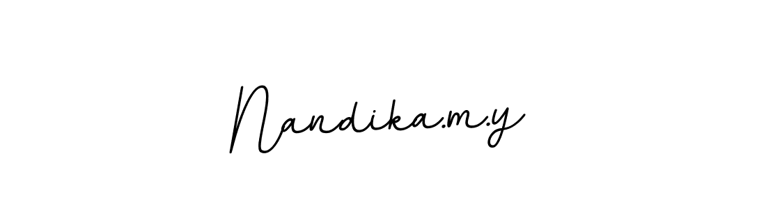 if you are searching for the best signature style for your name Nandika.m.y. so please give up your signature search. here we have designed multiple signature styles  using BallpointsItalic-DORy9. Nandika.m.y signature style 11 images and pictures png