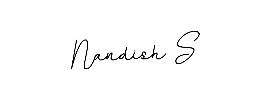 The best way (BallpointsItalic-DORy9) to make a short signature is to pick only two or three words in your name. The name Nandish S include a total of six letters. For converting this name. Nandish S signature style 11 images and pictures png