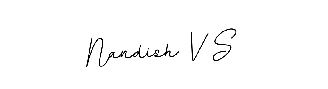 Use a signature maker to create a handwritten signature online. With this signature software, you can design (BallpointsItalic-DORy9) your own signature for name Nandish V S. Nandish V S signature style 11 images and pictures png