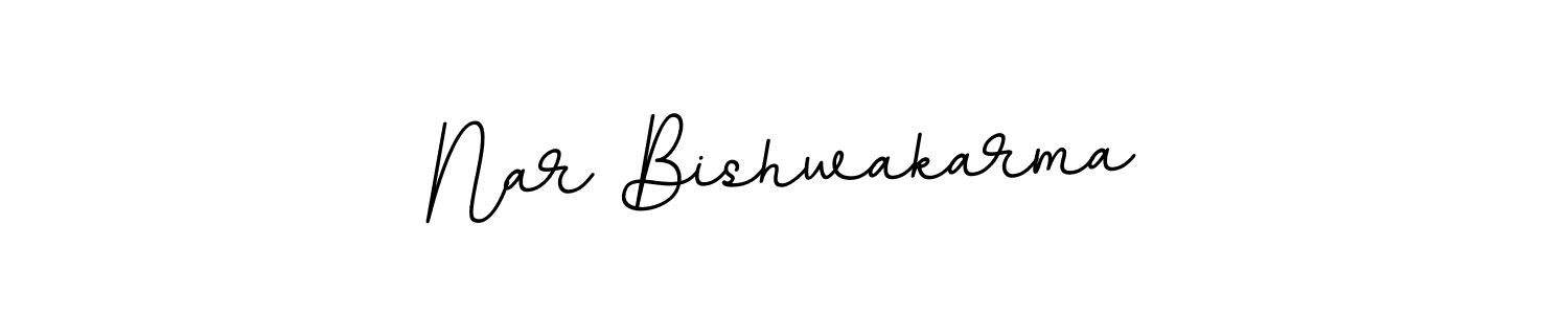 How to make Nar Bishwakarma name signature. Use BallpointsItalic-DORy9 style for creating short signs online. This is the latest handwritten sign. Nar Bishwakarma signature style 11 images and pictures png