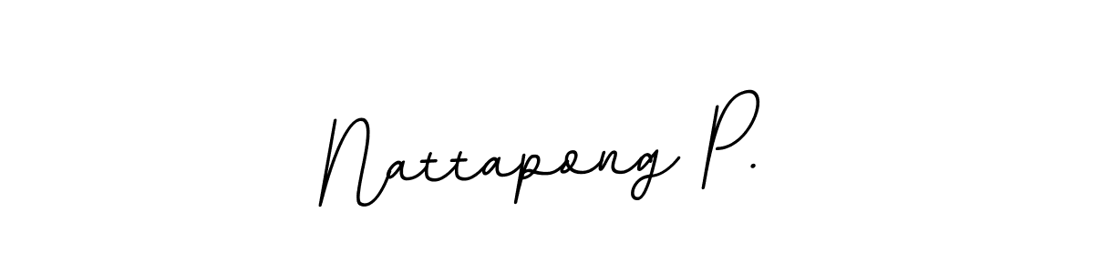 The best way (BallpointsItalic-DORy9) to make a short signature is to pick only two or three words in your name. The name Nattapong P. include a total of six letters. For converting this name. Nattapong P. signature style 11 images and pictures png