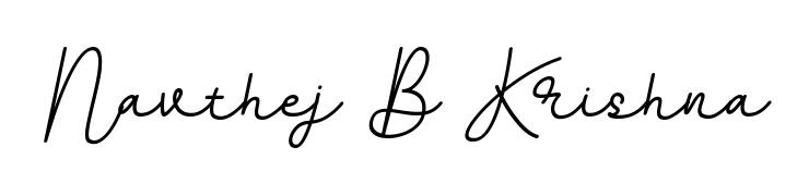 Get an exclusive digital autograph for Navthej B Krishna. The BallpointsItalic-DORy9 typeface captures the charm of real penmanship on paper. Navthej B Krishna signature style 11 images and pictures png