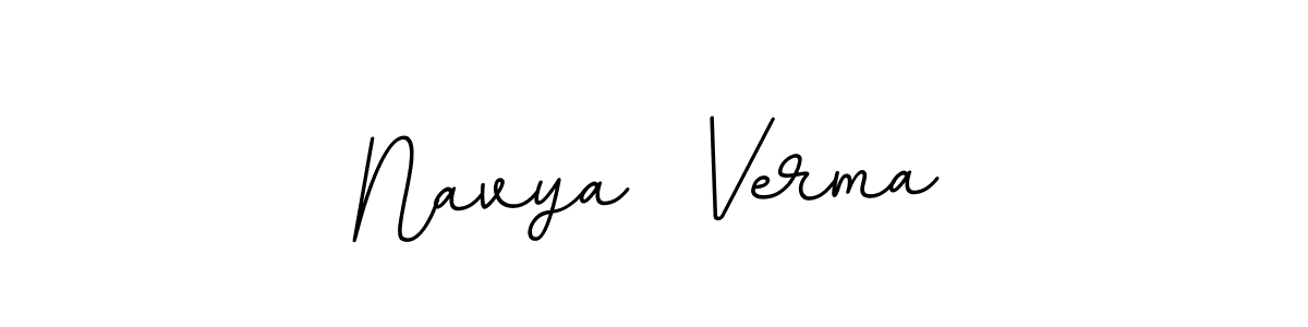 You should practise on your own different ways (BallpointsItalic-DORy9) to write your name (Navya  Verma) in signature. don't let someone else do it for you. Navya  Verma signature style 11 images and pictures png