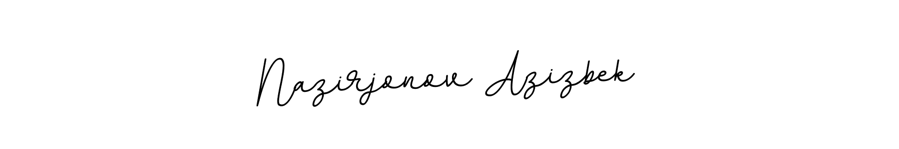 You should practise on your own different ways (BallpointsItalic-DORy9) to write your name (Nazirjonov Azizbek) in signature. don't let someone else do it for you. Nazirjonov Azizbek signature style 11 images and pictures png