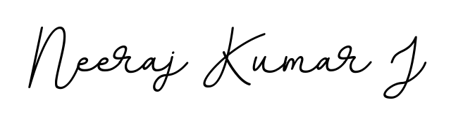 Give your name Neeraj Kumar J an exquisite flair with the BallpointsItalic-DORy9 script font. Ideal for contracts, resumes, and formal letterheads. Neeraj Kumar J signature style 11 images and pictures png