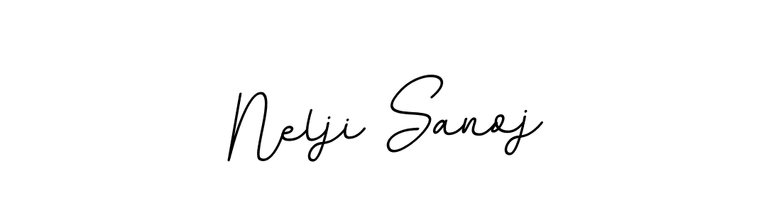 You should practise on your own different ways (BallpointsItalic-DORy9) to write your name (Nelji Sanoj) in signature. don't let someone else do it for you. Nelji Sanoj signature style 11 images and pictures png