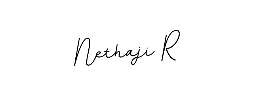 Use a signature maker to create a handwritten signature online. With this signature software, you can design (BallpointsItalic-DORy9) your own signature for name Nethaji R. Nethaji R signature style 11 images and pictures png