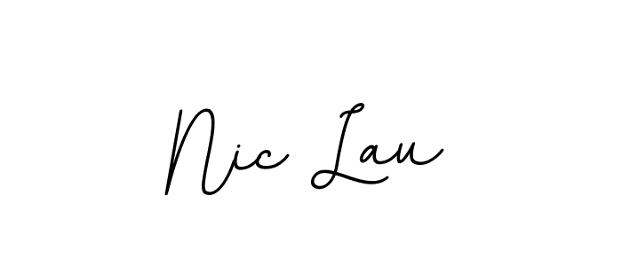 How to make Nic Lau name signature. Use BallpointsItalic-DORy9 style for creating short signs online. This is the latest handwritten sign. Nic Lau signature style 11 images and pictures png