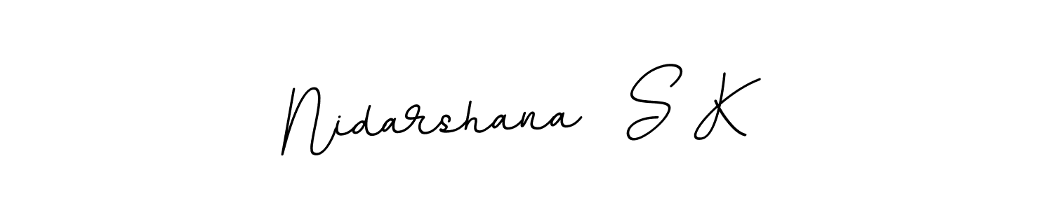 The best way (BallpointsItalic-DORy9) to make a short signature is to pick only two or three words in your name. The name Nidarshana  S K include a total of six letters. For converting this name. Nidarshana  S K signature style 11 images and pictures png