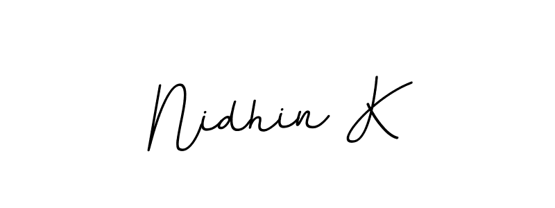 Create a beautiful signature design for name Nidhin K. With this signature (BallpointsItalic-DORy9) fonts, you can make a handwritten signature for free. Nidhin K signature style 11 images and pictures png