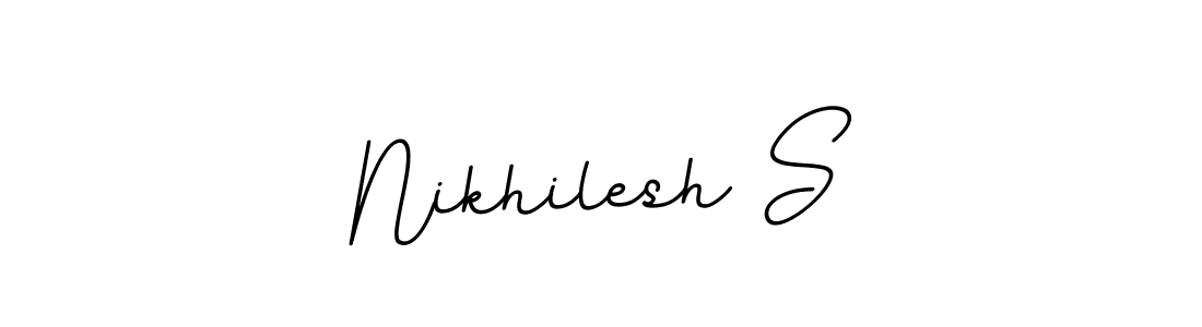 The best way (BallpointsItalic-DORy9) to make a short signature is to pick only two or three words in your name. The name Nikhilesh S include a total of six letters. For converting this name. Nikhilesh S signature style 11 images and pictures png