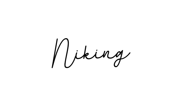The best way (BallpointsItalic-DORy9) to make a short signature is to pick only two or three words in your name. The name Niking include a total of six letters. For converting this name. Niking signature style 11 images and pictures png