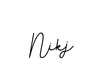 The best way (BallpointsItalic-DORy9) to make a short signature is to pick only two or three words in your name. The name Nikj include a total of six letters. For converting this name. Nikj signature style 11 images and pictures png