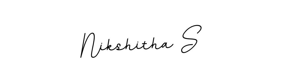 How to make Nikshitha S name signature. Use BallpointsItalic-DORy9 style for creating short signs online. This is the latest handwritten sign. Nikshitha S signature style 11 images and pictures png