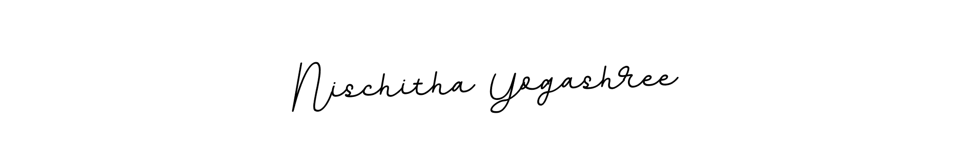 How to make Nischitha Yogashree name signature. Use BallpointsItalic-DORy9 style for creating short signs online. This is the latest handwritten sign. Nischitha Yogashree signature style 11 images and pictures png