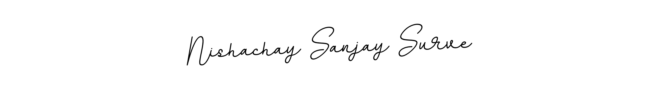 The best way (BallpointsItalic-DORy9) to make a short signature is to pick only two or three words in your name. The name Nishachay Sanjay Surve include a total of six letters. For converting this name. Nishachay Sanjay Surve signature style 11 images and pictures png
