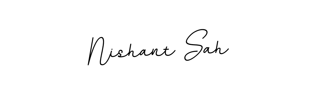 How to make Nishant Sah name signature. Use BallpointsItalic-DORy9 style for creating short signs online. This is the latest handwritten sign. Nishant Sah signature style 11 images and pictures png