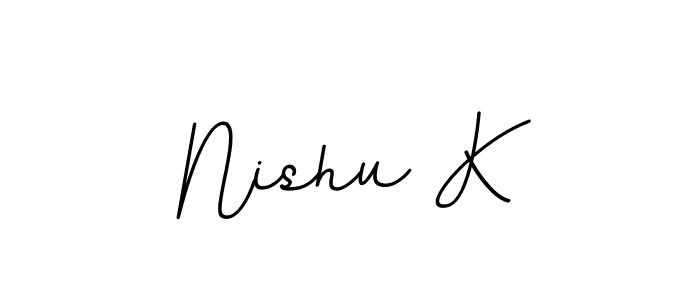 Use a signature maker to create a handwritten signature online. With this signature software, you can design (BallpointsItalic-DORy9) your own signature for name Nishu K. Nishu K signature style 11 images and pictures png