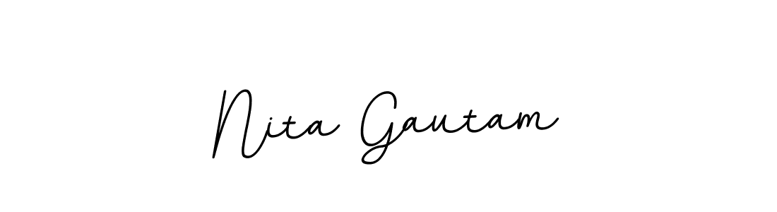 Make a beautiful signature design for name Nita Gautam. With this signature (BallpointsItalic-DORy9) style, you can create a handwritten signature for free. Nita Gautam signature style 11 images and pictures png