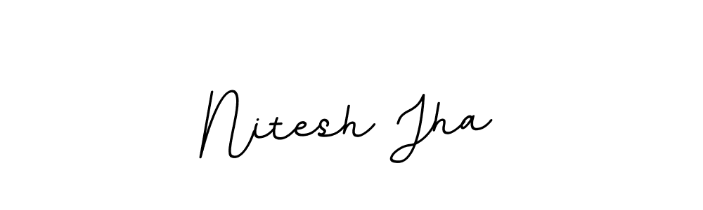 How to make Nitesh Jha name signature. Use BallpointsItalic-DORy9 style for creating short signs online. This is the latest handwritten sign. Nitesh Jha signature style 11 images and pictures png