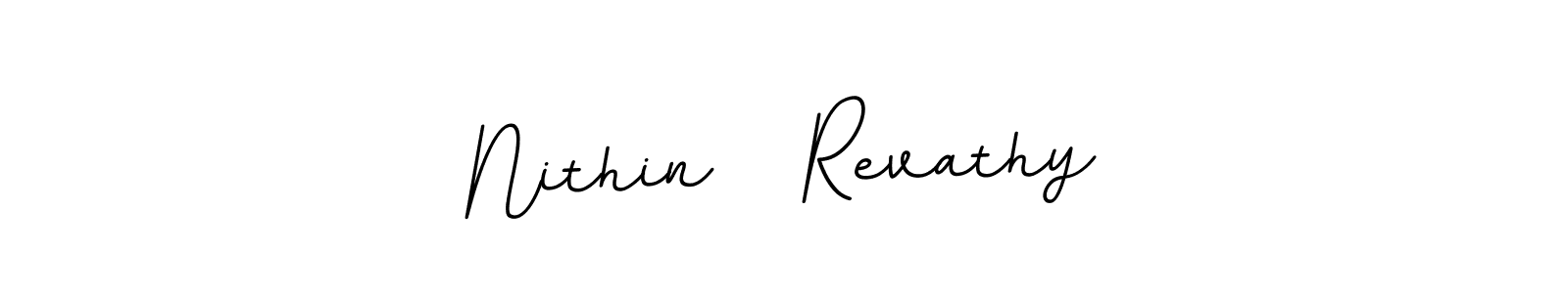 How to make Nithin   Revathy name signature. Use BallpointsItalic-DORy9 style for creating short signs online. This is the latest handwritten sign. Nithin   Revathy signature style 11 images and pictures png