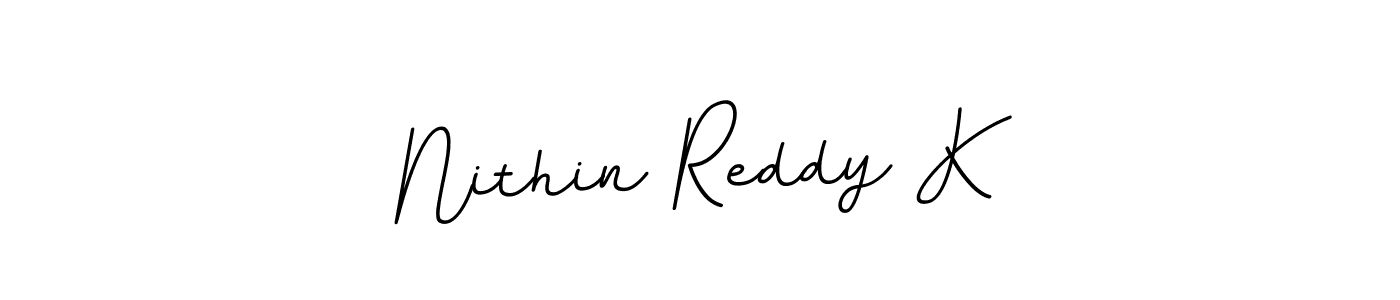 The best way (BallpointsItalic-DORy9) to make a short signature is to pick only two or three words in your name. The name Nithin Reddy K include a total of six letters. For converting this name. Nithin Reddy K signature style 11 images and pictures png