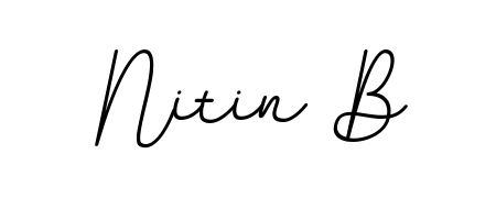 A classic penmanship look for Nitin B. The BallpointsItalic-DORy9 font brings timeless elegance and confidence to every signed document. Nitin B signature style 11 images and pictures png