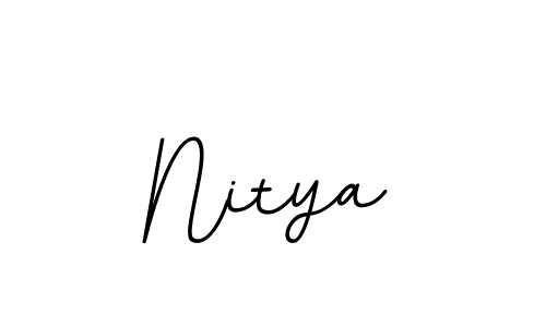 Use a signature maker to create a handwritten signature online. With this signature software, you can design (BallpointsItalic-DORy9) your own signature for name Nitya. Nitya signature style 11 images and pictures png