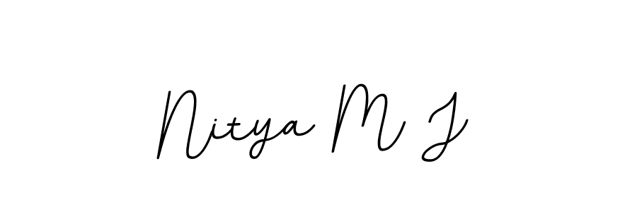 You should practise on your own different ways (BallpointsItalic-DORy9) to write your name (Nitya M J) in signature. don't let someone else do it for you. Nitya M J signature style 11 images and pictures png