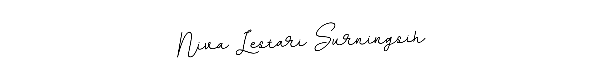 This is the best signature style for the Niva Lestari Surningsih name. Also you like these signature font (BallpointsItalic-DORy9). Mix name signature. Niva Lestari Surningsih signature style 11 images and pictures png