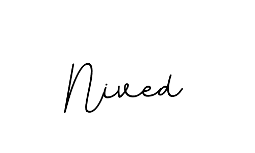 if you are searching for the best signature style for your name Nived. so please give up your signature search. here we have designed multiple signature styles  using BallpointsItalic-DORy9. Nived signature style 11 images and pictures png