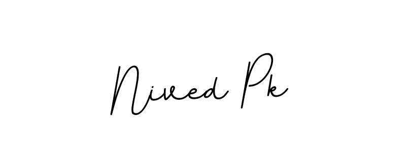 Create a beautiful signature design for name Nived Pk. With this signature (BallpointsItalic-DORy9) fonts, you can make a handwritten signature for free. Nived Pk signature style 11 images and pictures png