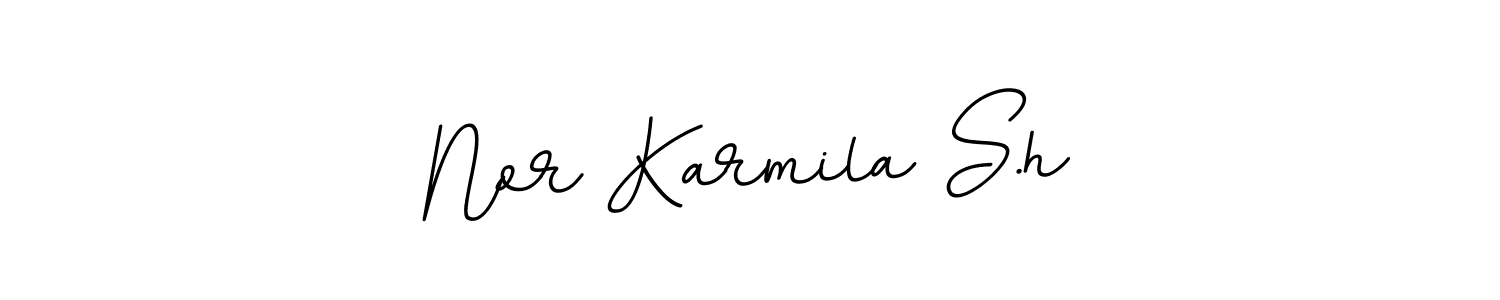 BallpointsItalic-DORy9 is a professional signature style that is perfect for those who want to add a touch of class to their signature. It is also a great choice for those who want to make their signature more unique. Get Nor Karmila S.h name to fancy signature for free. Nor Karmila S.h signature style 11 images and pictures png