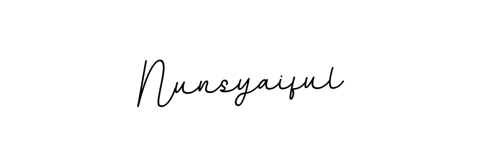 if you are searching for the best signature style for your name Nunsyaiful. so please give up your signature search. here we have designed multiple signature styles  using BallpointsItalic-DORy9. Nunsyaiful signature style 11 images and pictures png