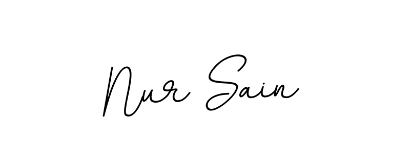 You should practise on your own different ways (BallpointsItalic-DORy9) to write your name (Nur Sain) in signature. don't let someone else do it for you. Nur Sain signature style 11 images and pictures png