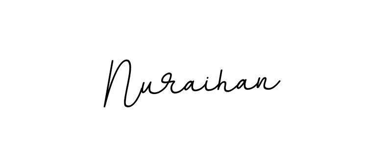 Use a signature maker to create a handwritten signature online. With this signature software, you can design (BallpointsItalic-DORy9) your own signature for name Nuraihan. Nuraihan signature style 11 images and pictures png