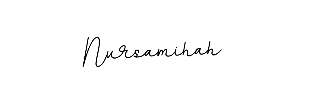How to make Nursamihah name signature. Use BallpointsItalic-DORy9 style for creating short signs online. This is the latest handwritten sign. Nursamihah signature style 11 images and pictures png