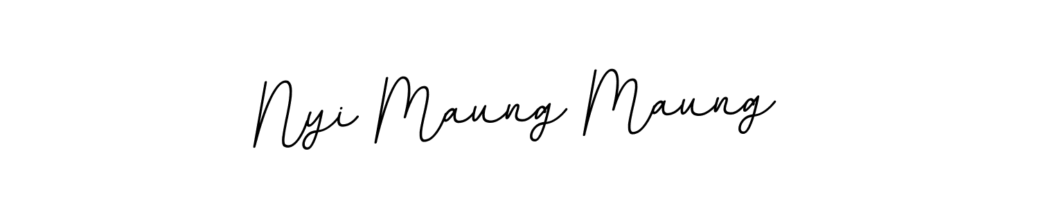 How to make Nyi Maung Maung name signature. Use BallpointsItalic-DORy9 style for creating short signs online. This is the latest handwritten sign. Nyi Maung Maung signature style 11 images and pictures png