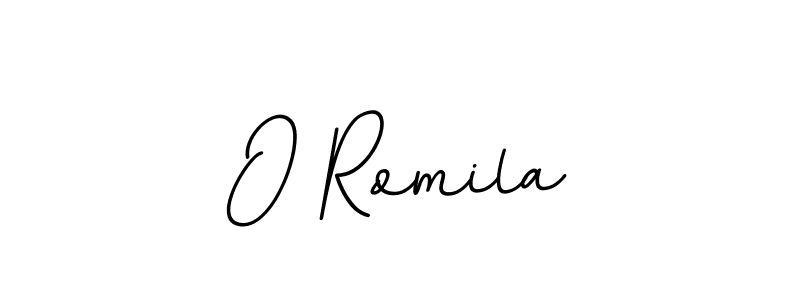 How to make O Romila name signature. Use BallpointsItalic-DORy9 style for creating short signs online. This is the latest handwritten sign. O Romila signature style 11 images and pictures png