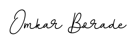 The BallpointsItalic-DORy9 typeface gives name Omkar Borade a refined look. Suitable for certificates, diplomas, and official verification. Omkar Borade signature style 11 images and pictures png