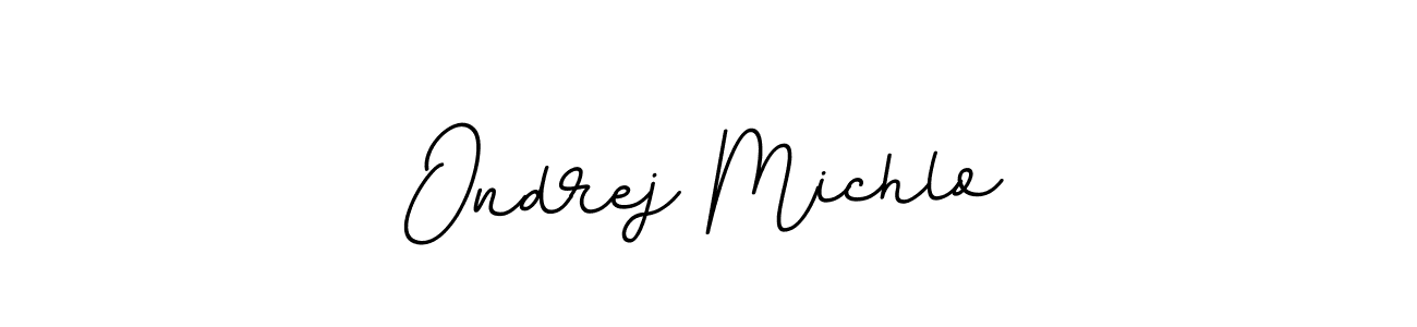 How to make Ondrej Michlo name signature. Use BallpointsItalic-DORy9 style for creating short signs online. This is the latest handwritten sign. Ondrej Michlo signature style 11 images and pictures png