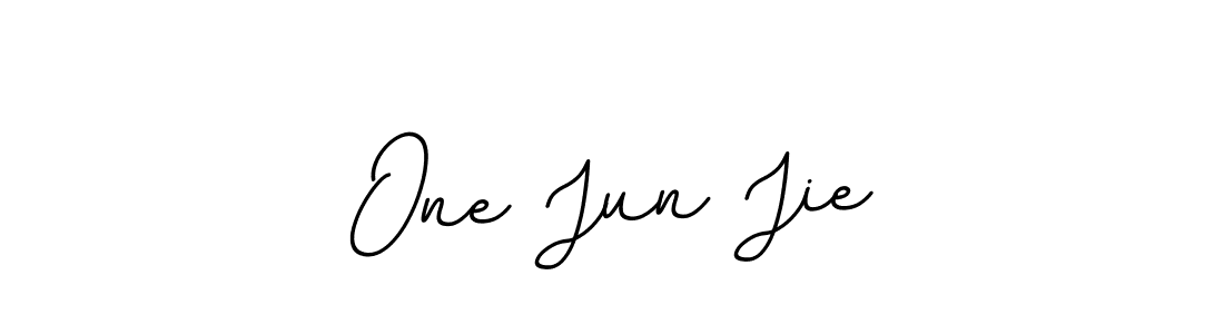 Make a beautiful signature design for name One Jun Jie. With this signature (BallpointsItalic-DORy9) style, you can create a handwritten signature for free. One Jun Jie signature style 11 images and pictures png
