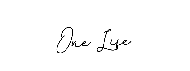 Design your own signature with our free online signature maker. With this signature software, you can create a handwritten (BallpointsItalic-DORy9) signature for name One Life. One Life signature style 11 images and pictures png